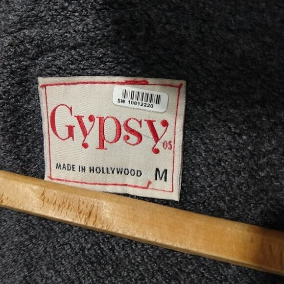 Gypsy 05 Cowl Neck Pullover Sweater Size M Gray Embellished Aztec Long Sleeve - Picture 7 of 9